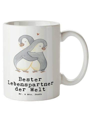 Mr. & Mrs. Panda Steinguttasse Pinguin Bester Lebenspartner der ... in Weiß