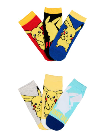 Pokémon Pikachu Sneaker Socken Kinder Jungen 6er Pack in Mehrfarbig