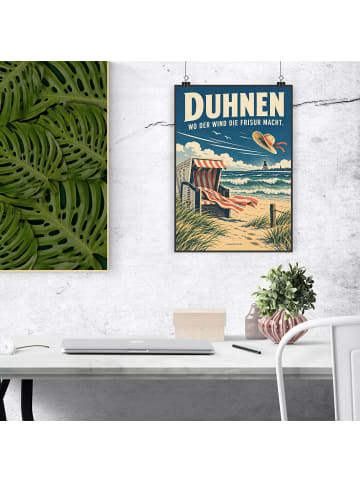 Mr. & Mrs. Panda Poster Duhnen-Strandposter retro Design mit Spruch in Weiß