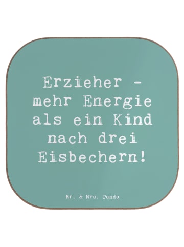 Mr. & Mrs. Panda Glasuntersetzer Spruch Erzieher Energie mit Spruch in Meeresbrise