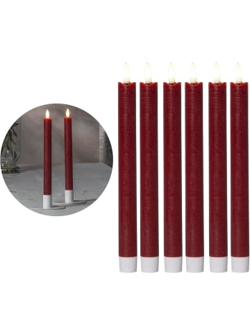 Novaliv Stabkerzen LED mit Timer Rot 6 Stück indoor - 6 Stunden - ECHTWACHS 24 in Rot