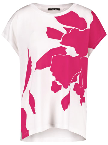 TAIFUN T-Shirt Kurzarm Rundhals in Luminous Pink gemustert