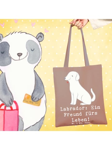 Mr. & Mrs. Panda Jutebeutel Labrador Freund mit Spruch in Braun Pastell