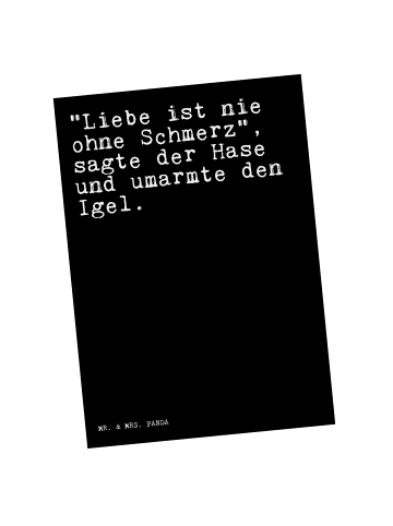 Mr. & Mrs. Panda Postkarte "Liebe ist nie ohne... mit Spruch in Schwarz