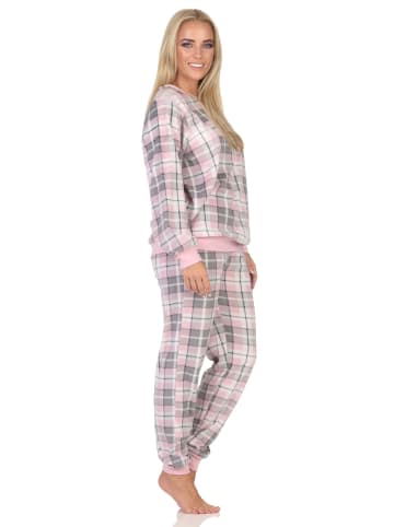 NORMANN Fleece Schlafanzug langarm Bündchen chilige optik - 88289 in rosa