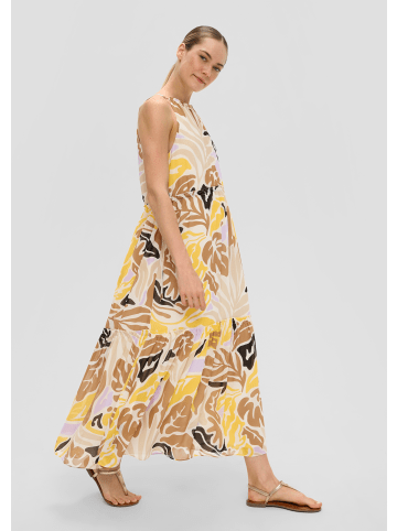 s.Oliver BLACK LABEL Kleid lang in Creme-mehrfarbig