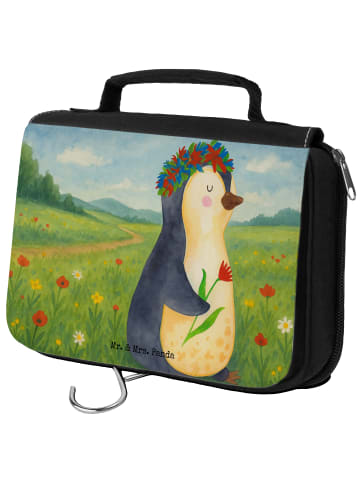 Mr. & Mrs. Panda Kulturtasche Pinguin Blumen Design ohne Spruch in Weiß