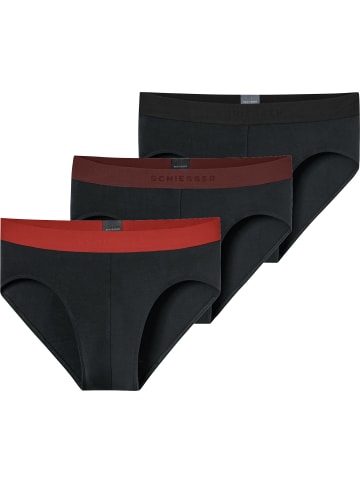 Schiesser 95/5 Baumwolle, Single-Jersey Slip im 3er-Pack in schwarz