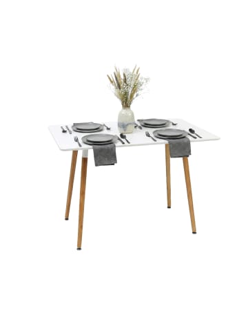 relaxdays Esstisch in Weiß/ Natur - (B)110 x (H)75 x (T)70 cm