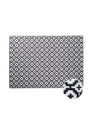 Butlers In- & Outdoor-Teppich Mosaik L 200 x B 150cm COLOUR CLASH in Schwarz-Weiß