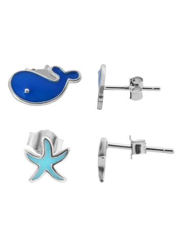 Adeliás Mädchen Ohrringe – Ohrstecker Stern aus 925 Silber mit Emaille in silber