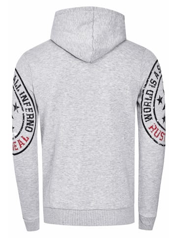 Rusty Neal Streetwear Kapuzen-Pullover mit Prints in Grau