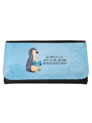 Mr. & Mrs. Panda Portemonnaie für Damen Pinguin Buch mit Spruch in Eisblau