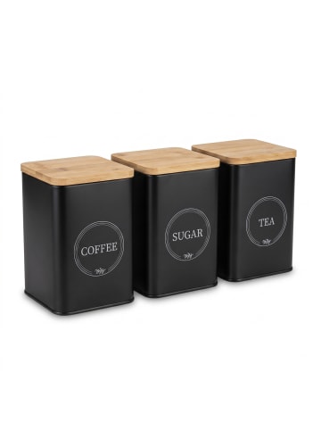 AROMELIO Set aus 3 Behältern für Kaffee in Schwarz, (B) 10 x (H) 15 x (L) 10 cm