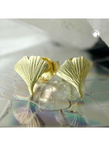 Gallay Ohrstecker Ohrring 6,5x6mm Ginkgoblatt matt 9Kt GOLD in gold