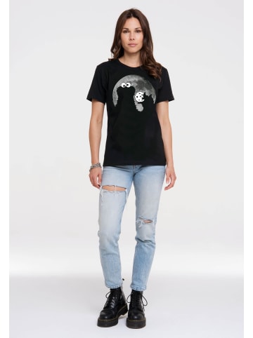 Logoshirt T-Shirt Sesamstraße - Krümelmonster Mond in schwarz