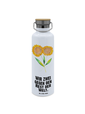 Mr. & Mrs. Panda Thermoflasche Blume Sonnenblume mit Spruch in Weiß