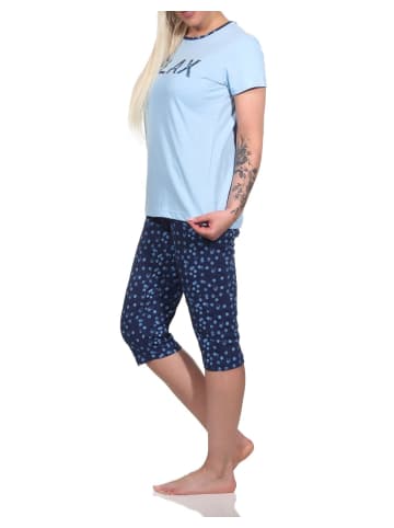 NORMANN Capri Pyjama Schlafanzug "RELAX" - 74826 in blau