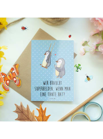 Mr. & Mrs. Panda babykarte Lieblings-Tante mit Spruch in Blau Pastell