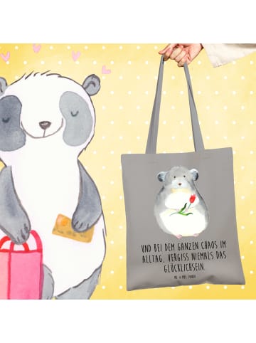 Mr. & Mrs. Panda Uni Tasche Chinchilla Blume mit Spruch in Light Grey