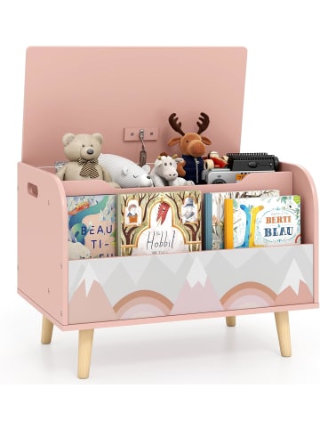 COSTWAY Spielzeugtruhe mit Deckel in Rosa