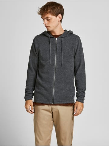 Jack & Jones Basic Full Zip Hoodie Kapuzen Pullover Strick Sweatjacke JJEHILL in Grau