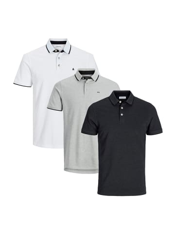 Jack & Jones Poloshirt Paulos - Slim Fit in Weiß / grau / schwarz
