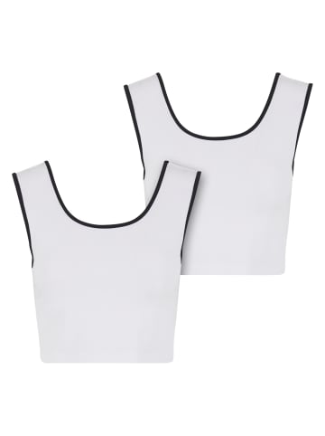 Urban Classics Cropped Tee in white/black+white/black