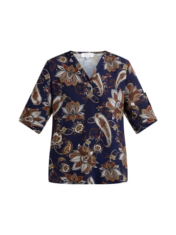Usha Damen Shirtbluse in Navy Mehrfarbig