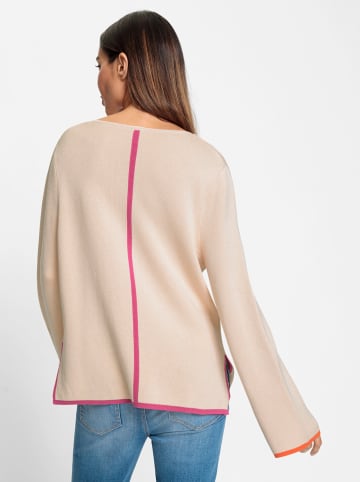 Heine V-Ausschnitt-Pullover in elfenbein-fuchsia