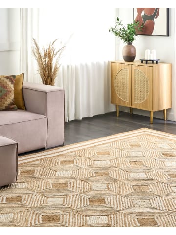 Beliani Geflochtener Teppich MENGEN in Beige - (W) 300 x (L) 400 cm