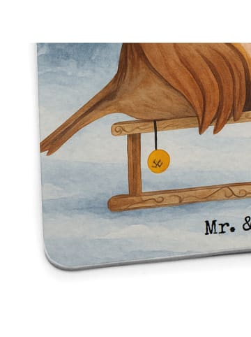 Mr. & Mrs. Panda Bierdeckel Rotkehlchen Schlitten Design mit Spruch in Weiß