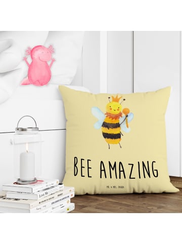 Mr. & Mrs. Panda Sofa Kissen Biene König mit Spruch in Gelb Pastell