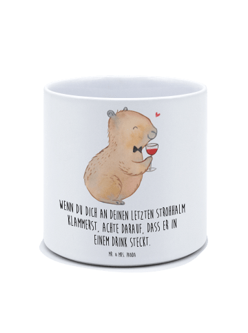 Mr. & Mrs. Panda XL Blumentopf Capybara Wein mit Spruch in Weiß