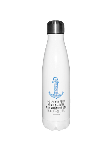 Mr. & Mrs. Panda Thermo-Trinkflasche Anker Blau mit Spruch in Weiß