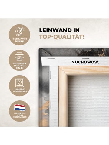 MuchoWow Leinwand bilder Abstrakte Kunst gold grau (BxH)