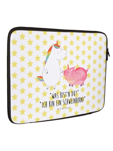 Mr. & Mrs. Panda Notebook Tasche Einhorn Schwein mit Spruch in Weiß