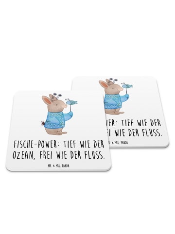 Mr. & Mrs. Panda Untersetzer Fische Astrologie mit Spruch in Weiß