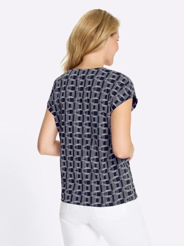 Sieh an! Kurzarmshirt in marine-ecru-bedruckt