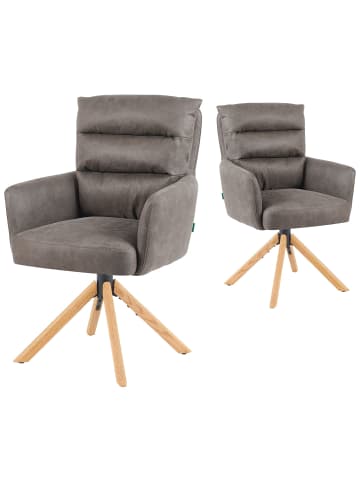 DUBI Möbel 2er-Set: Drehstuhl Mika-Jule in Taupe - (B)59 x (H)94 x  (T)66 cm