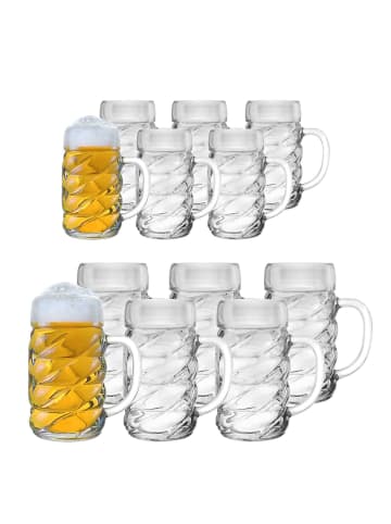 Stölzle 12er Set Bierkrüge Diamond 0,5 l & 1 l transparent in transparent