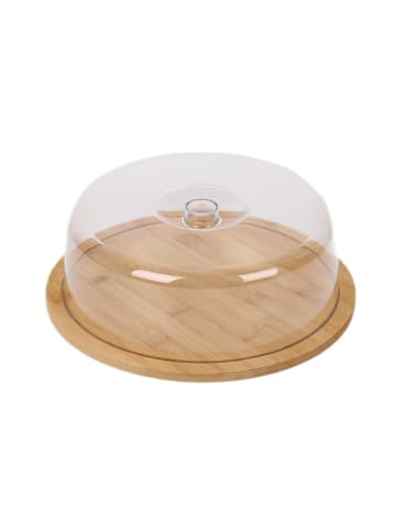 Cheffinger Bambus Kuchenglocke / Käseglocke mit transparenter Haube in Holz