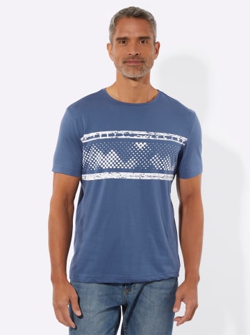 Sieh an! Kurzarm-Shirt in jeansblau-weiß