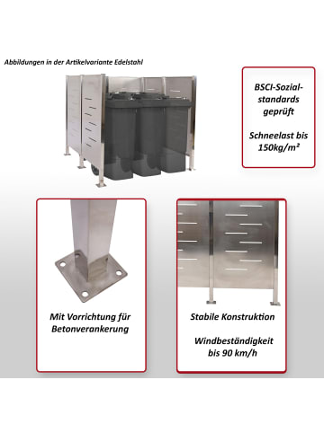 MCW Mülltonnen-Zaun J55, Edelstahl
