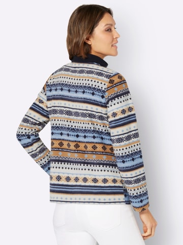 Sieh an! Fleece-Jacke in weiß-marine-bedruckt