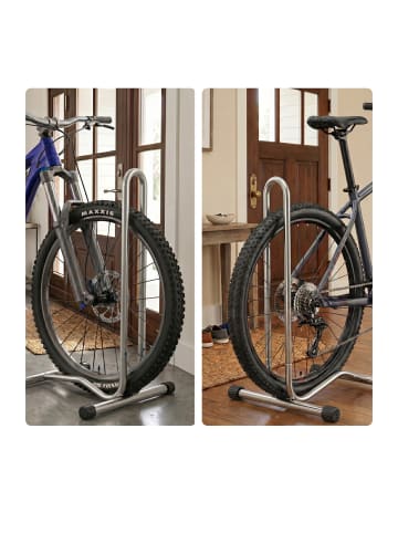 relaxdays Fahrradständer in Silber - (B)41 x (H)72,5 x (T)44,5 cm