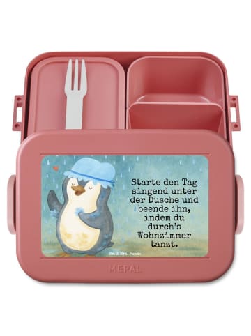 Mr. & Mrs. Panda Bento Box Pinguin Duschen Design mit Spruch in Rot Pastell