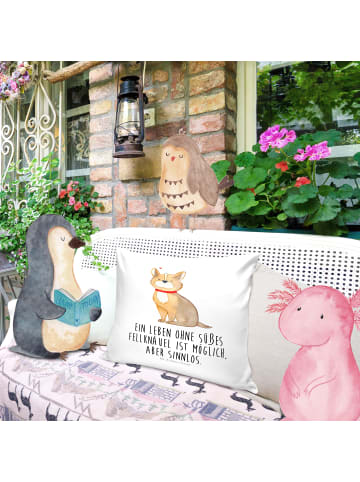 Mr. & Mrs. Panda Dekokissen Hund Glück mit Spruch in Weiß