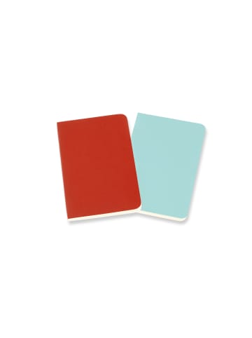 Moleskine Notizhefte, 2er Set , Liniert "Volant" in Korallrot | Aquamarinblau