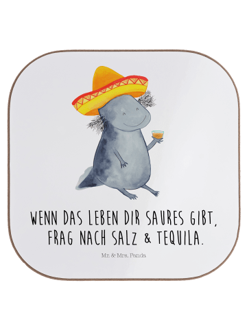 Mr. & Mrs. Panda Untersetzer Axolotl Tequila mit Spruch in Weiß